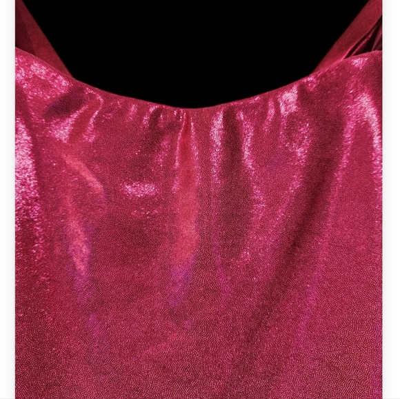 Hot pink purple linning Metallic one piece swim body suit. - Picture 4 of 6